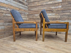Pair Centa Teak Lounge Chairs Mid Century Danish Armchairs MCM Classic Style