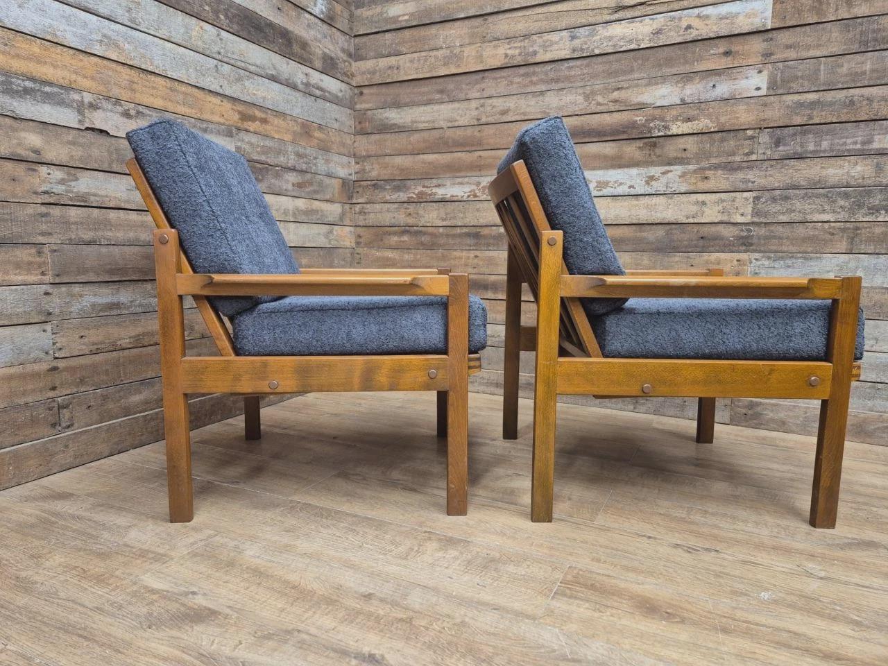Pair Centa Teak Lounge Chairs Mid Century Danish Armchairs MCM Classic Style