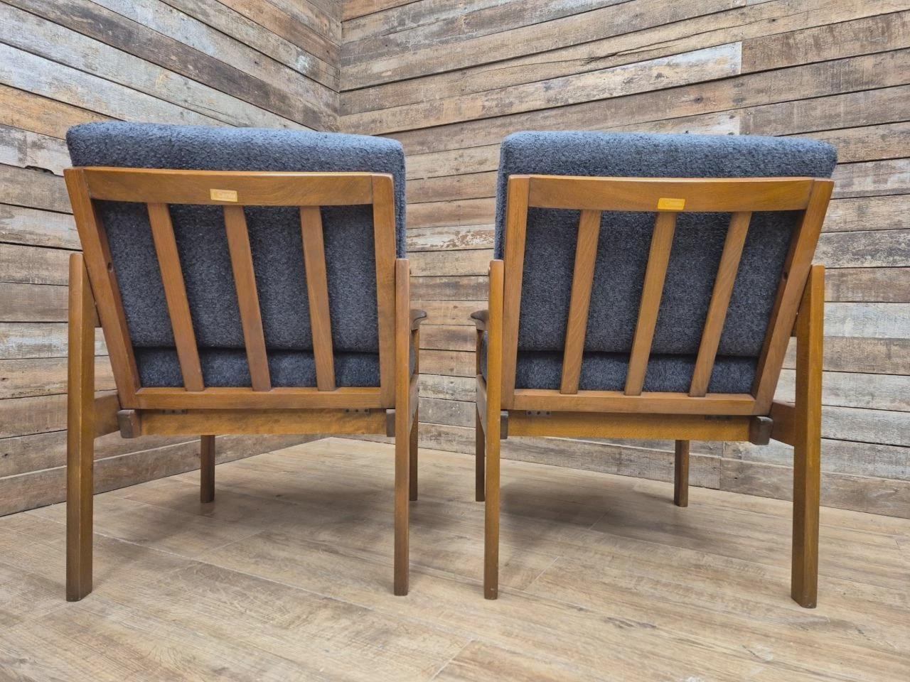 Pair Centa Teak Lounge Chairs Mid Century Danish Armchairs MCM Classic Style