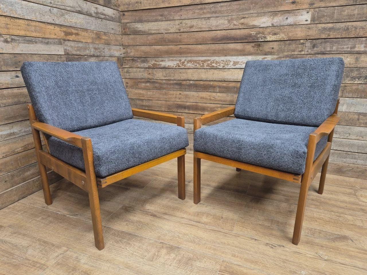 Pair Centa Teak Lounge Chairs Mid Century Danish Armchairs MCM Classic Style