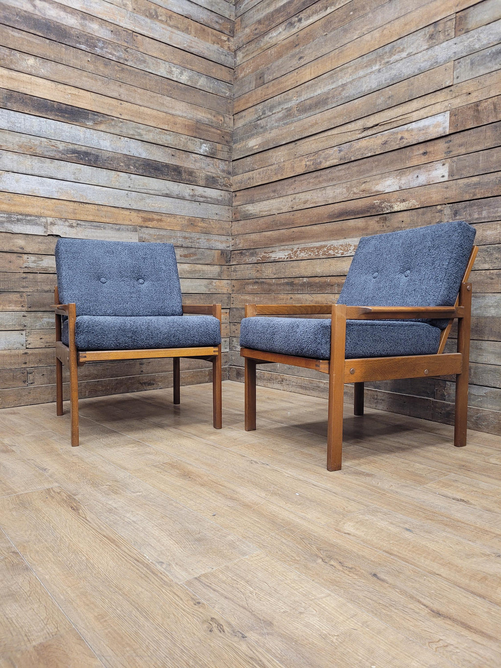 Pair Centa Teak Lounge Chairs Mid Century Danish Armchairs MCM Classic Style