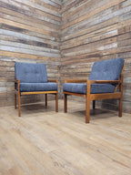 Pair Centa Teak Lounge Chairs Mid Century Danish Armchairs MCM Classic Style