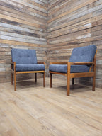 Pair Centa Teak Lounge Chairs Mid Century Danish Armchairs MCM Classic Style