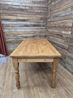 Pine dining table rustic farmhouse legs Removable solid wood large kitchen