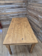 Pine dining table rustic farmhouse legs Removable solid wood large kitchen