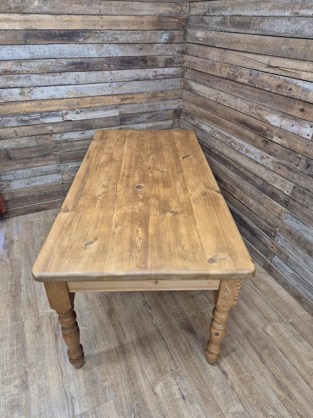 Pine dining table rustic farmhouse legs Removable solid wood large kitchen