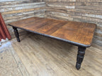 Antique Oak Windout Dining Table Carved Jacobean Banquet Inc Two Leaves Winder