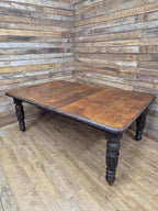 Antique Oak Windout Dining Table Carved Jacobean Banquet Inc Two Leaves Winder
