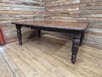 Antique Oak Windout Dining Table Carved Jacobean Banquet Inc Two Leaves Winder