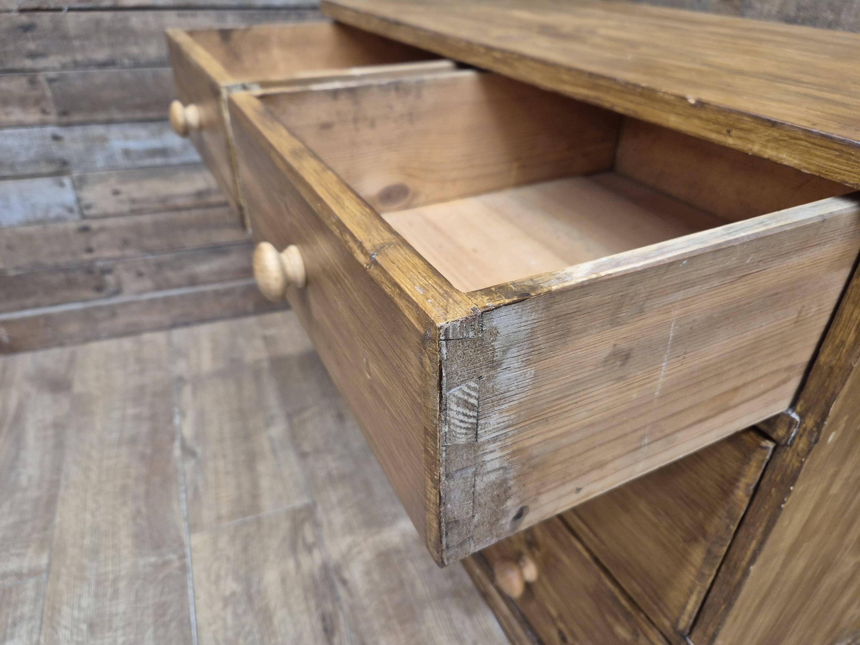 Vintage Pine Chest Of Drawers Rustic Two Over Two Storage Dovetail