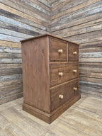 Pine Chest Of Drawers Two Over Two Rustic Storage Dovetail Vintage
