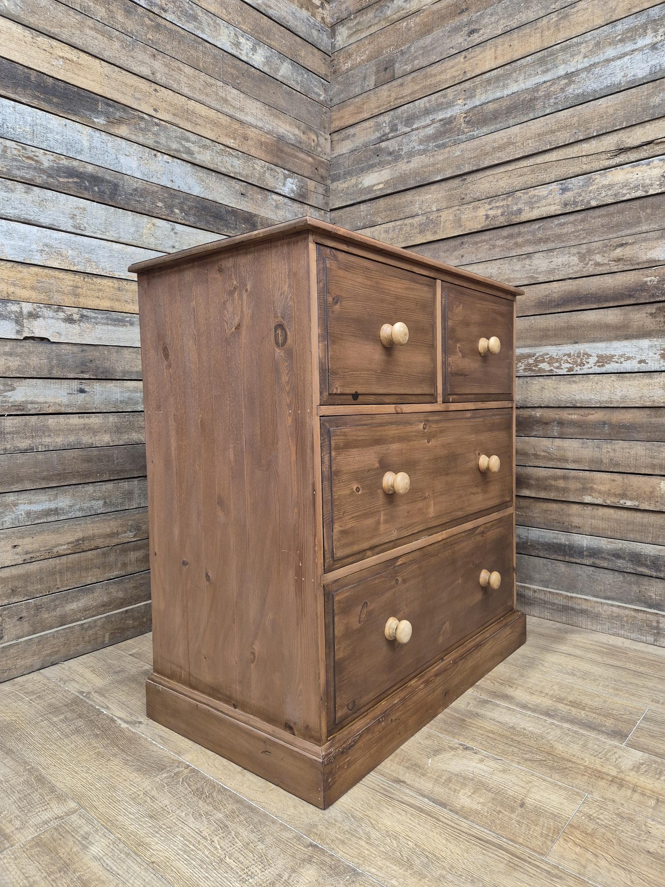 Pine Chest Of Drawers Two Over Two Rustic Storage Dovetail Vintage