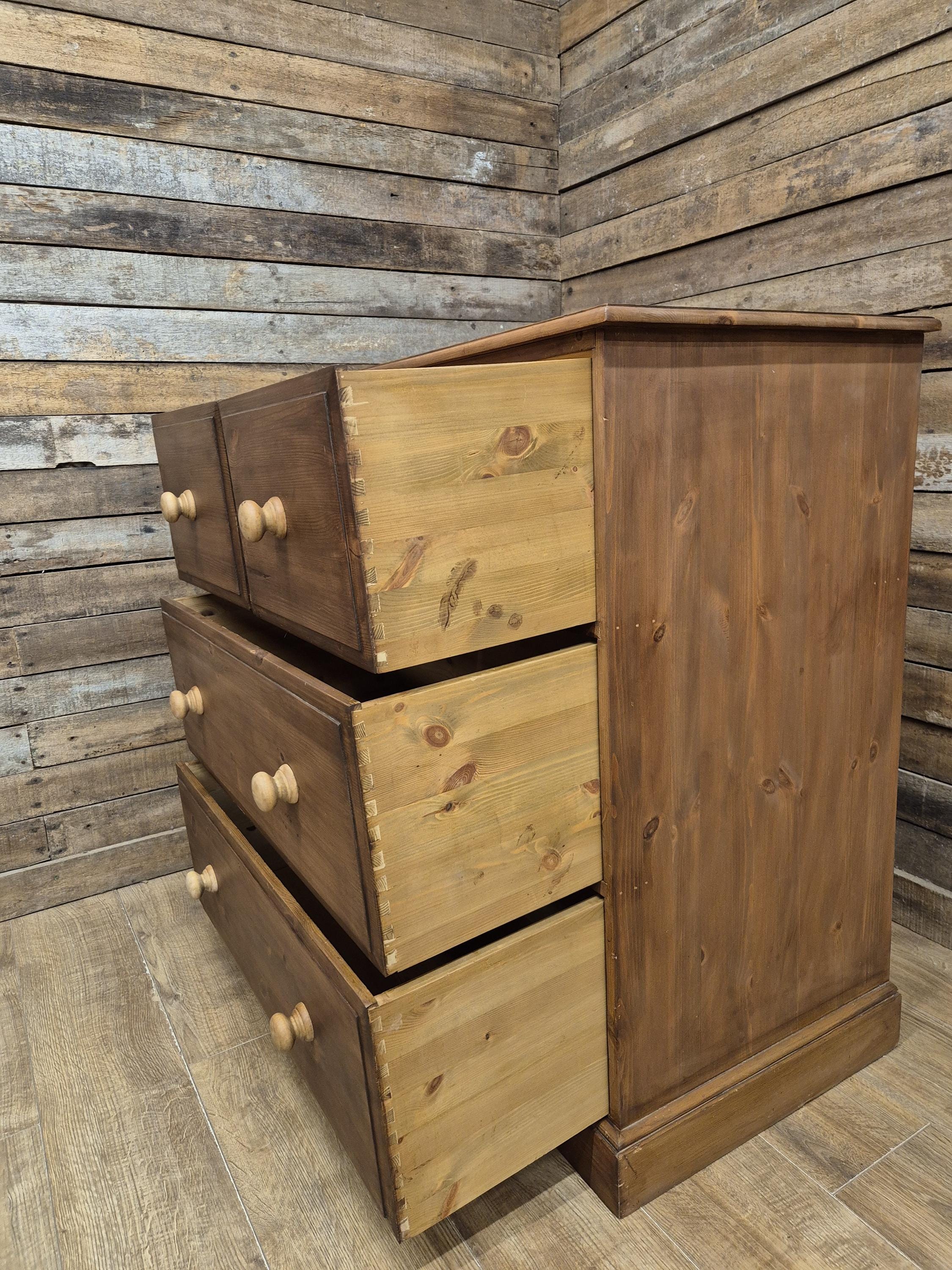 Pine Chest Of Drawers Two Over Two Rustic Storage Dovetail Vintage