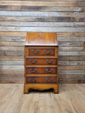 Walnut Veneer Petite Bureau Four Drawers Bracket Feet Vintage