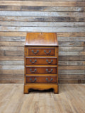 Walnut Veneer Petite Bureau Four Drawers Bracket Feet Vintage