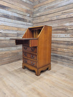 Walnut Veneer Petite Bureau Four Drawers Bracket Feet Vintage