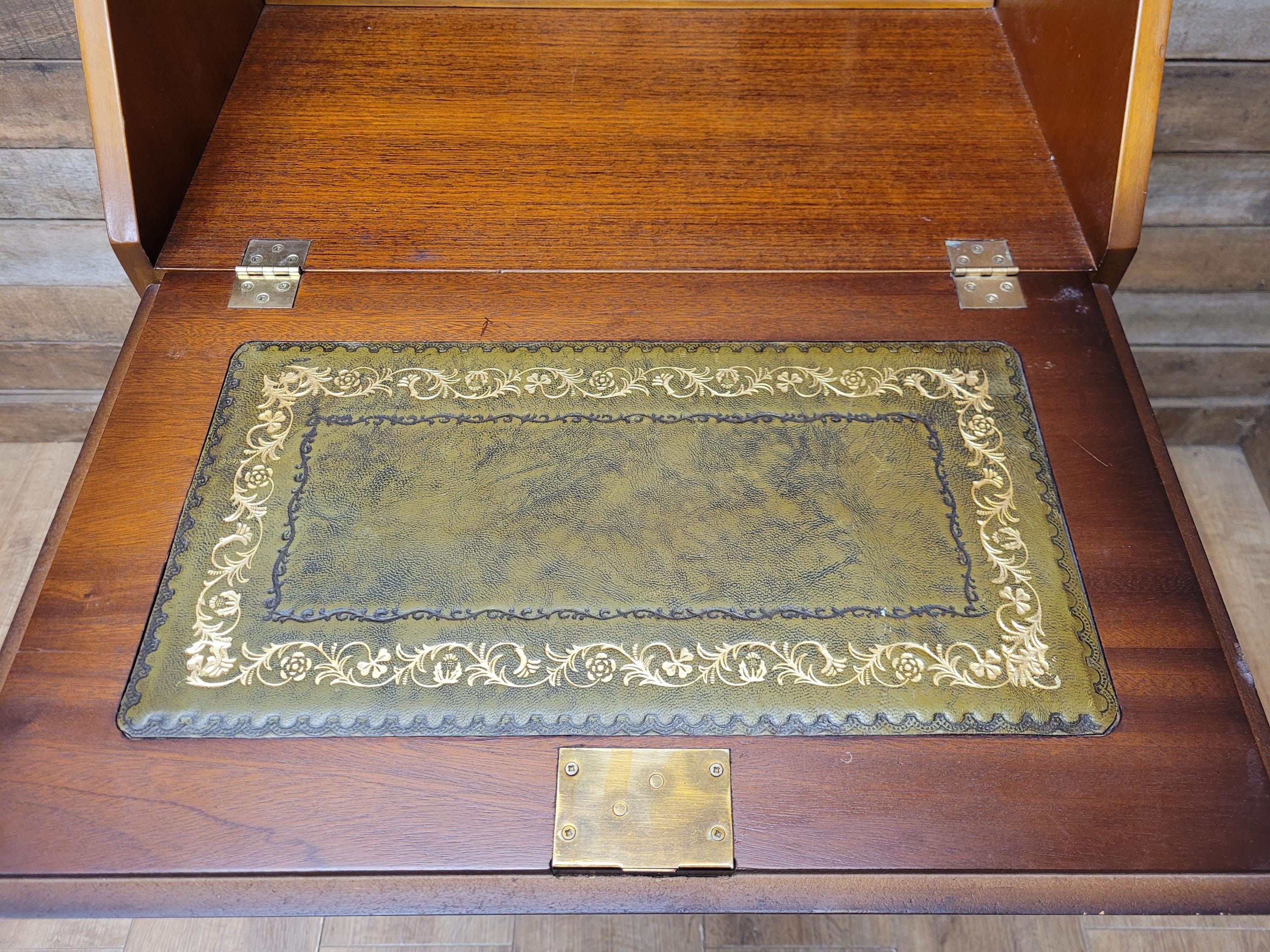 Walnut Veneer Petite Bureau Four Drawers Bracket Feet Vintage