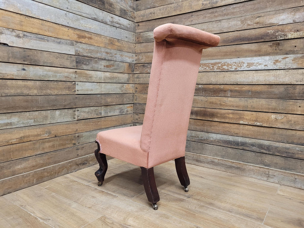 Victorian Style Slipper Chair Upholstered Scroll Back Cabriole Legs