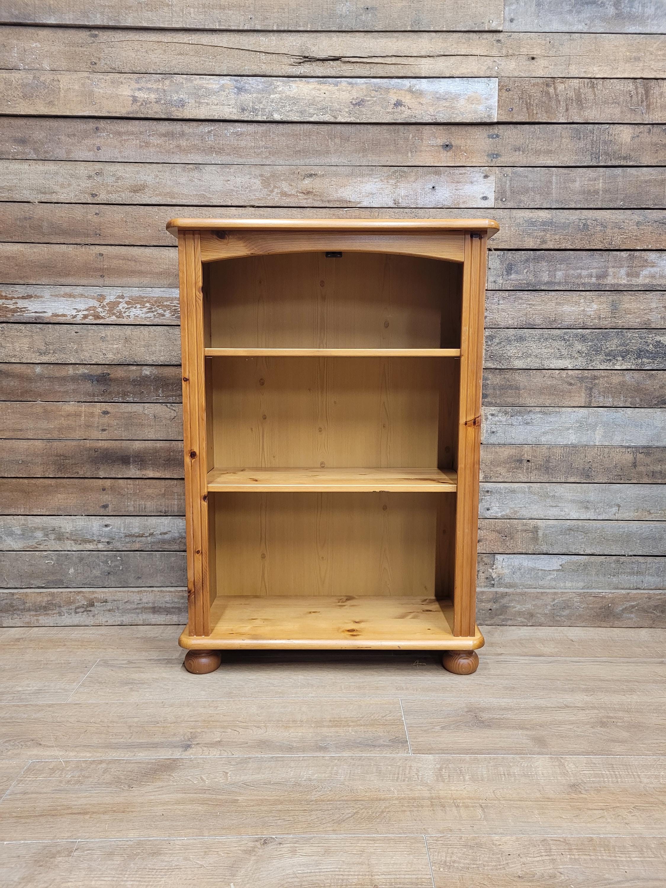 Pine Bookcase Two Adjustable Shelving Unit Storage Shelves Bun Feet