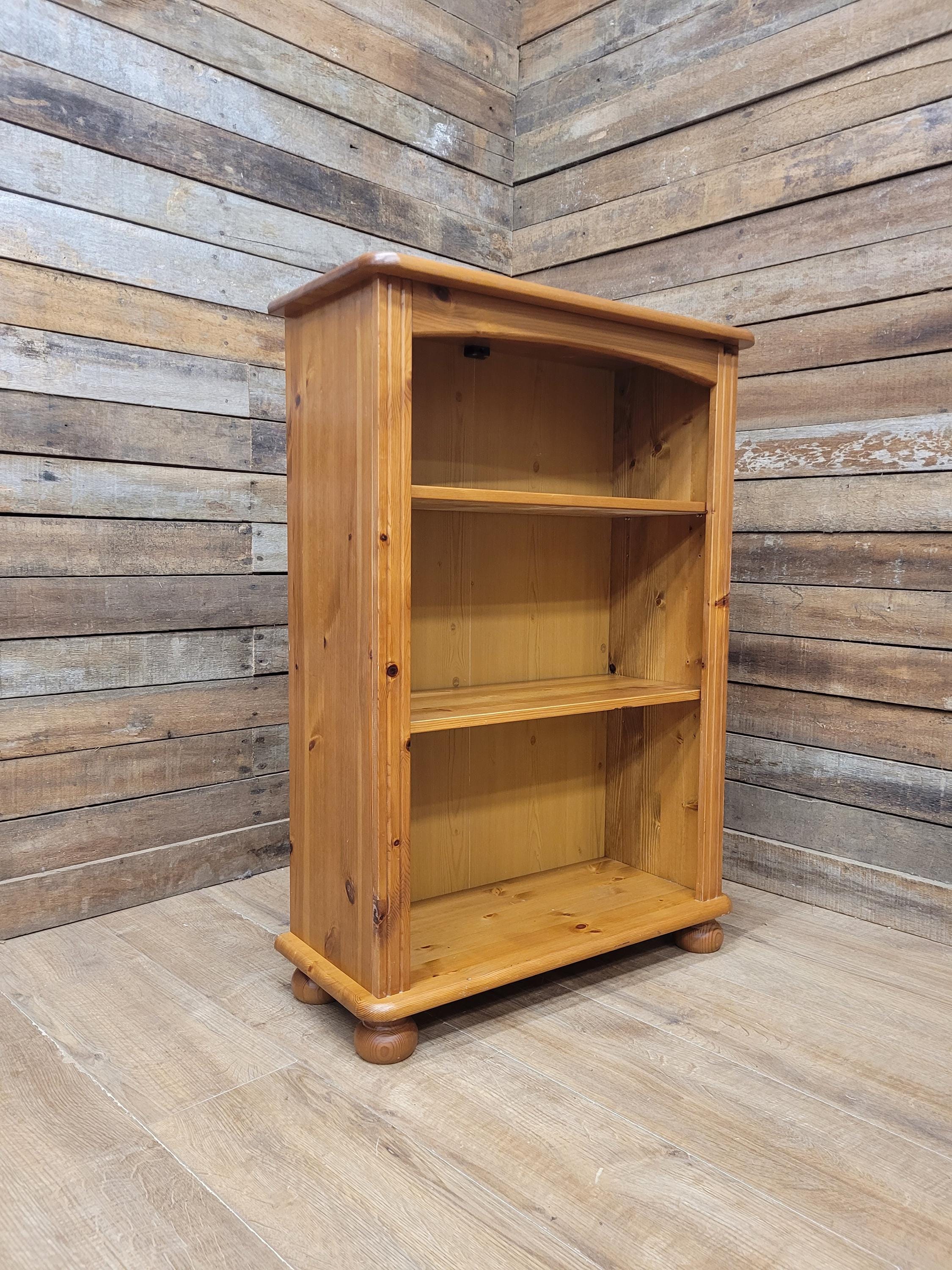 Pine Bookcase Two Adjustable Shelving Unit Storage Shelves Bun Feet