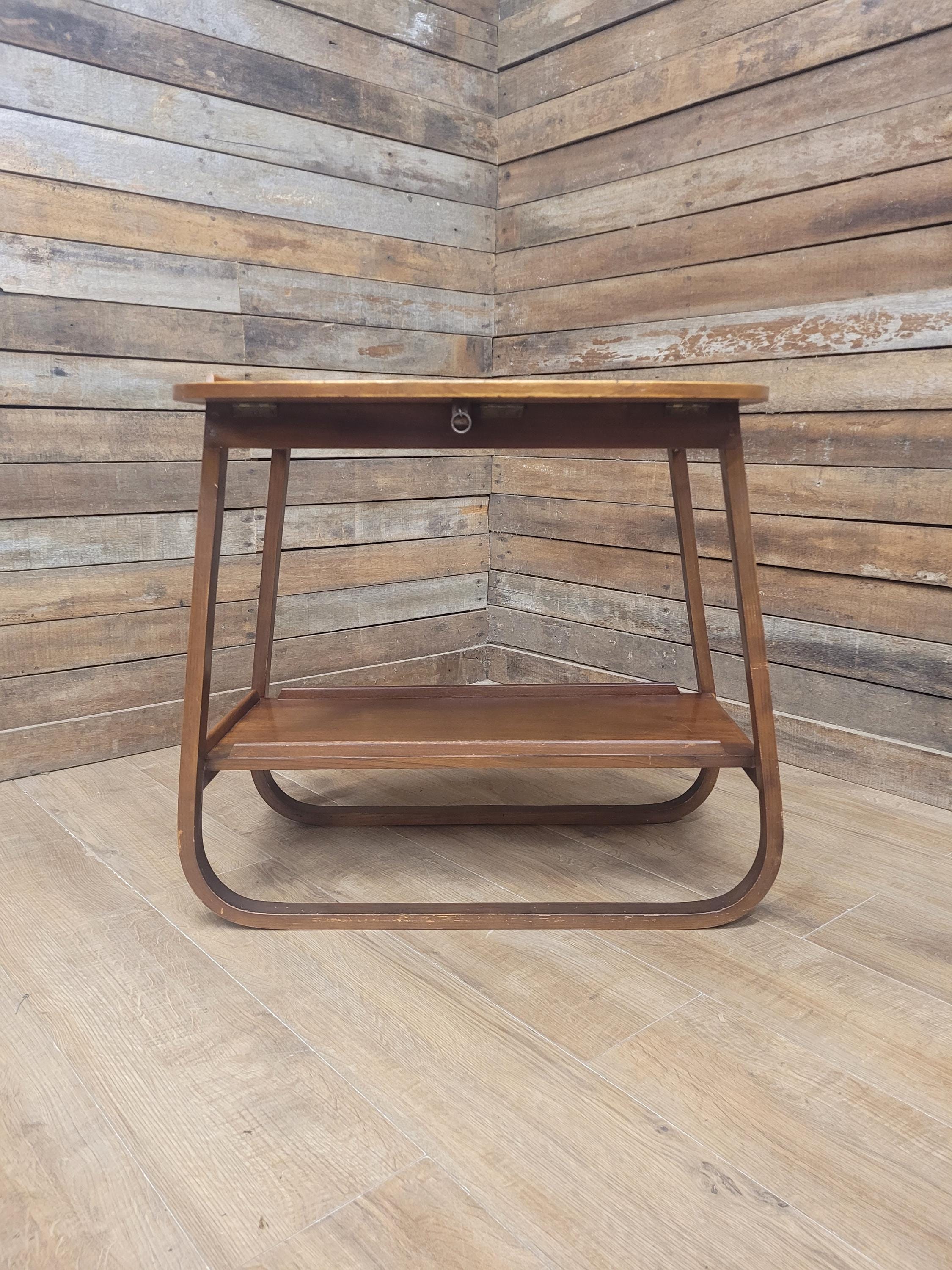 E&S Tea Trolley Teak Mid Century Folding Drop Leaf Stand Cocktail Trolley