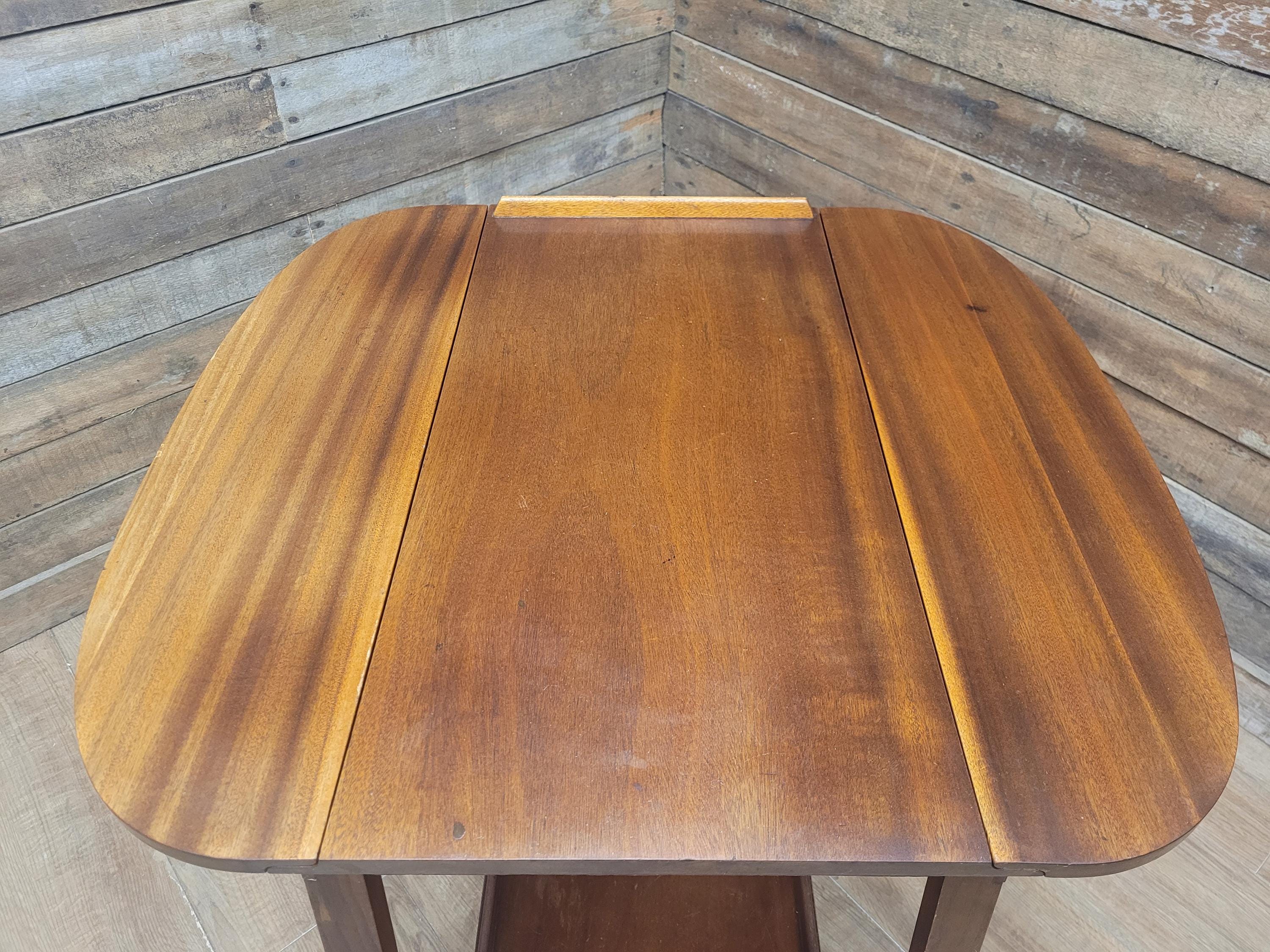 E&S Tea Trolley Teak Mid Century Folding Drop Leaf Stand Cocktail Trolley