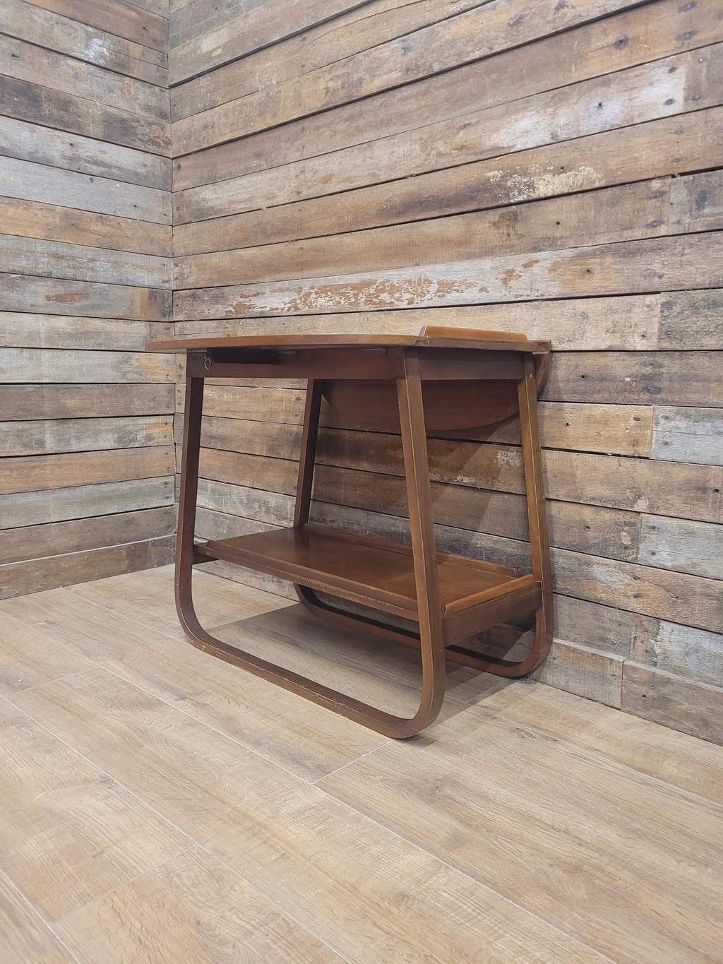 E&S Tea Trolley Teak Mid Century Folding Drop Leaf Stand Cocktail Trolley