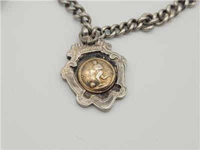 Silver Albert Chain Hallmarked 1923 Fob Pendant Antique Link