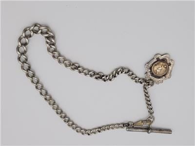 Silver Albert Chain Hallmarked 1923 Fob Pendant Antique Link