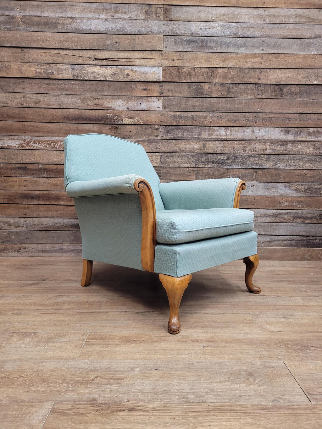 Criterion Cord Upholstered Armchair Queen Anne Lounge Chair Vintage Armchair