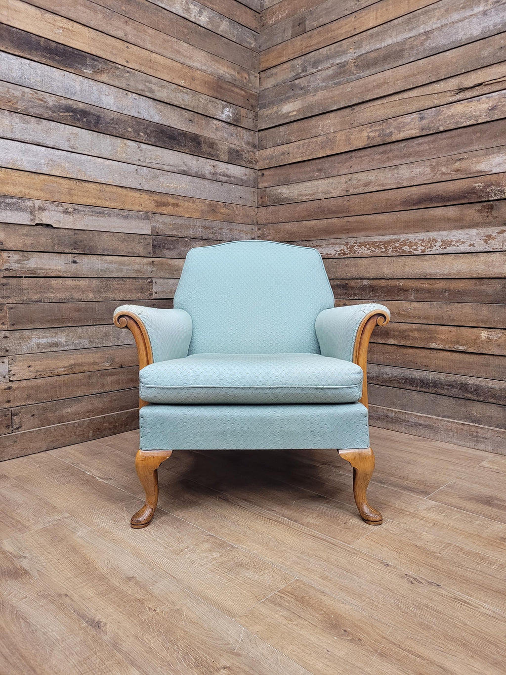 Criterion Cord Upholstered Armchair Queen Anne Lounge Chair Vintage Armchair