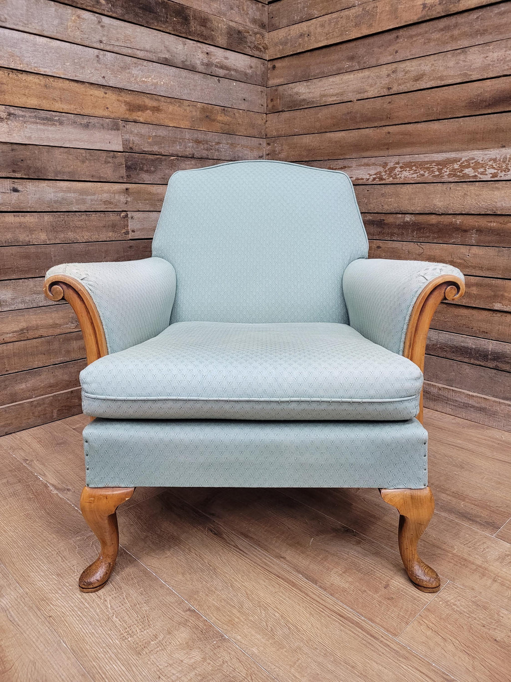 Criterion Cord Upholstered Armchair Queen Anne Lounge Chair Vintage Armchair