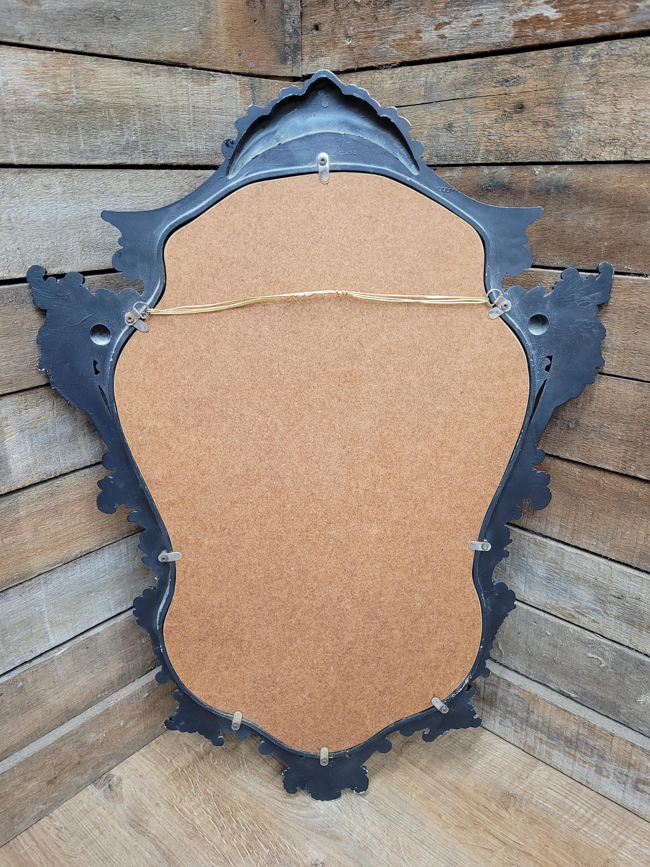 Rococo Style Resin Wall Mirror Vintage Black Gold Decorative Frame