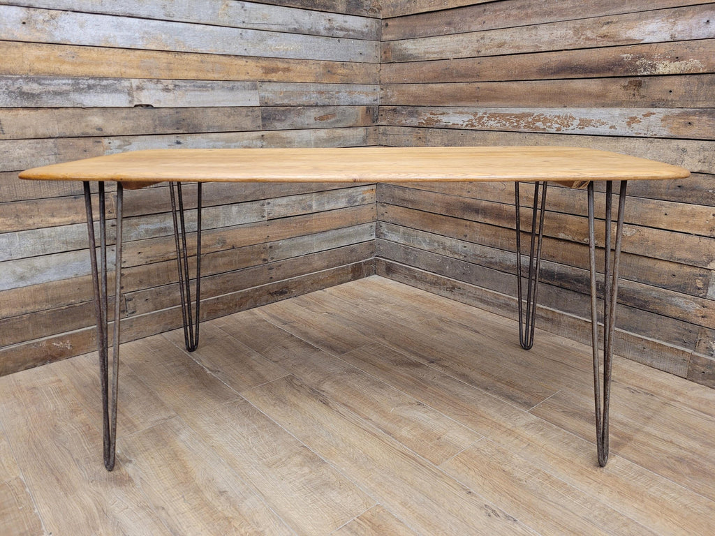 Ercol Blonde Elm Dining Table Industrial Hairpin Legs Rustic Kitchen Table