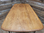 Ercol Blonde Elm Dining Table Industrial Hairpin Legs Rustic Kitchen Table