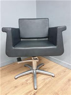 REM UK barber chair black vinyl alloy retro hydraulic swivel salon
