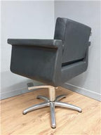 REM UK barber chair black vinyl alloy retro hydraulic swivel salon