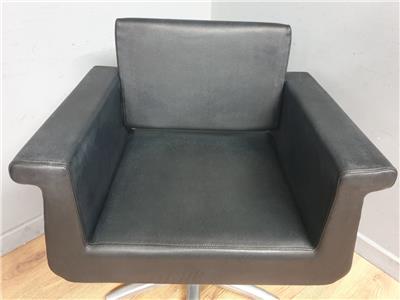 REM UK barber chair black vinyl alloy retro hydraulic swivel salon