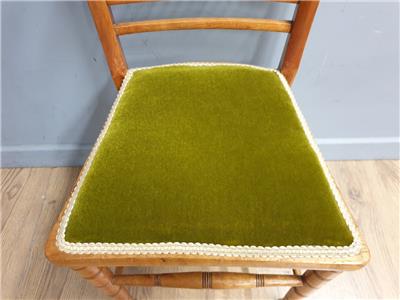 Wooden Spindle Back Chair Velvet Seat Arts Crafts Vintage