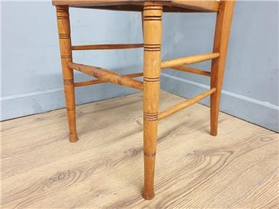 Wooden Spindle Back Chair Velvet Seat Arts Crafts Vintage
