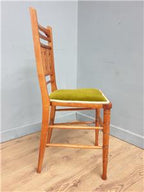 Wooden Spindle Back Chair Velvet Seat Arts Crafts Vintage
