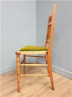 Wooden Spindle Back Chair Velvet Seat Arts Crafts Vintage