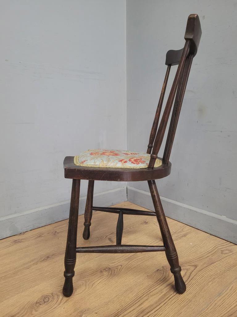 Edwardian Spindle Back Chair Upholstered Seat Antique Bedroom Chair