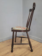 Edwardian Spindle Back Chair Upholstered Seat Antique Bedroom Chair
