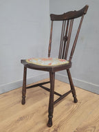 Edwardian Spindle Back Chair Upholstered Seat Antique Bedroom Chair