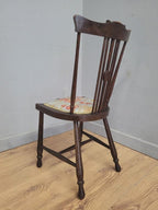 Edwardian Spindle Back Chair Upholstered Seat Antique Bedroom Chair