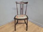 Edwardian Spindle Back Chair Upholstered Seat Antique Bedroom Chair