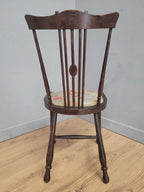 Edwardian Spindle Back Chair Upholstered Seat Antique Bedroom Chair