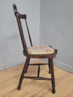 Edwardian Spindle Back Chair Upholstered Seat Antique Bedroom Chair