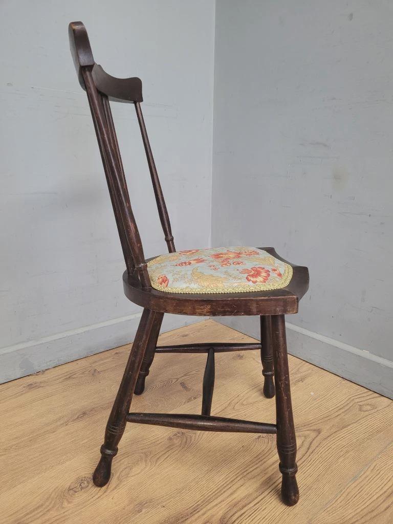 Edwardian Spindle Back Chair Upholstered Seat Antique Bedroom Chair